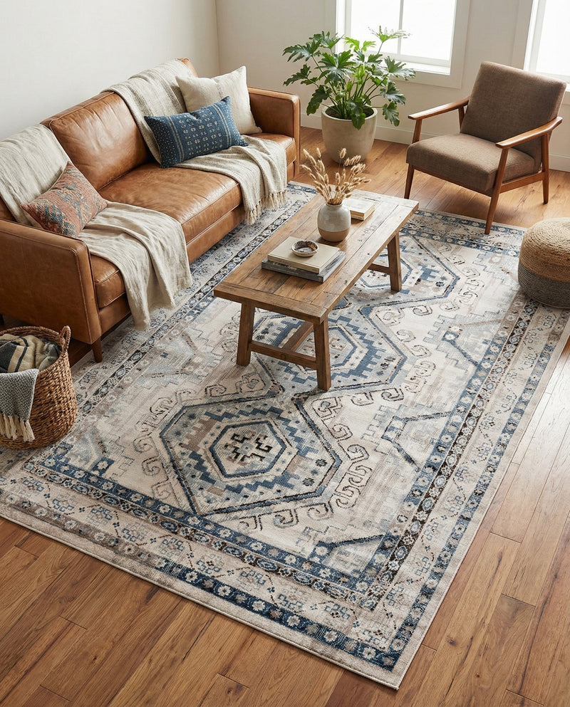 Savannah Elegance Collection Area Rug -  Tybee (Gray Blue) Rectangle Gray Blue  lifestyle 25