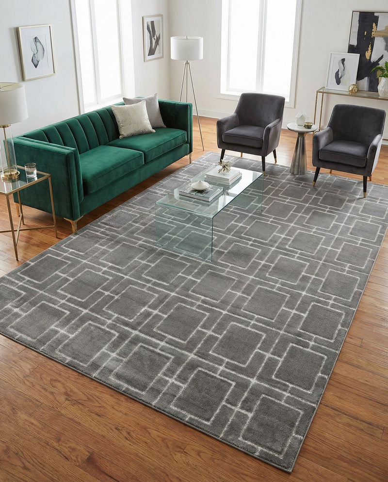 Hollywood Luxe Collection Area Rug -  Beverly (Gray Silver) Rectangle Gray Silver  lifestyle 4