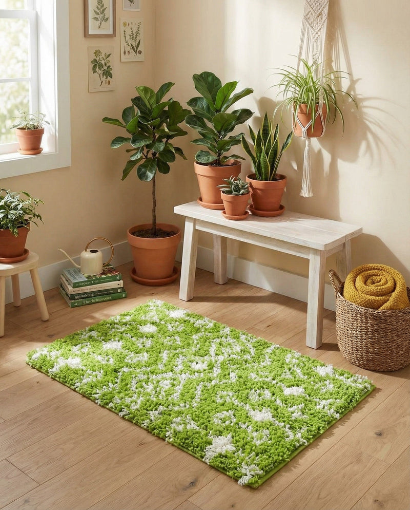 Berber Lattice Shag Collection Area Rug - Atlas (Green) Rectangle Green  lifestyle 16