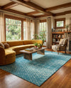 Marrakesh Lattice Collection Area Rug - Casablanca (Teal blue) Rectangle Teal blue  lifestyle 5