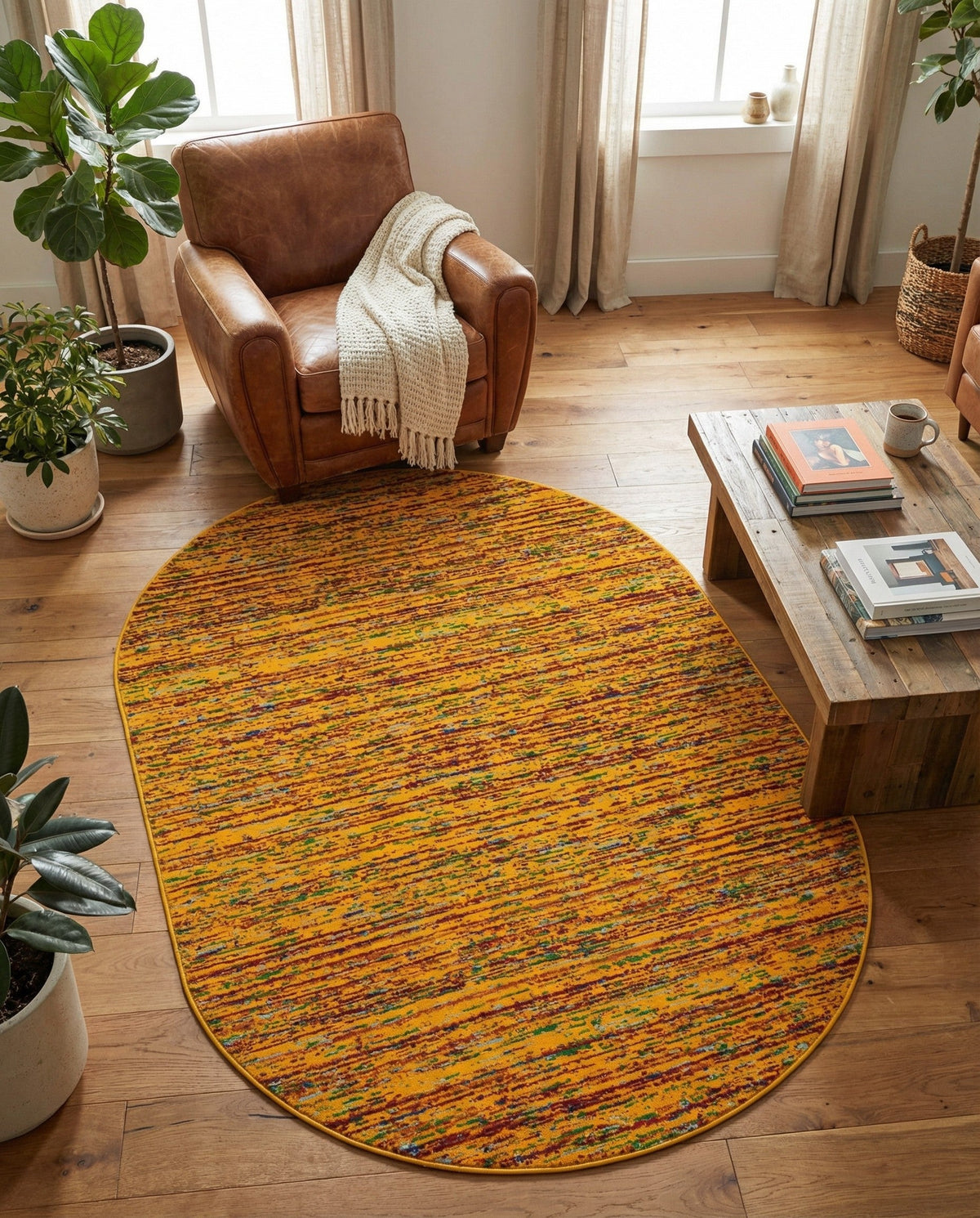 Caribbean Cove Collection Area Rug -  Lucia Oval Yellow  lifestyle 109