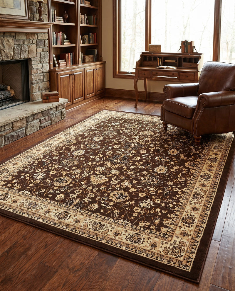 Isfahan Elegance Collection Area Rug - Naghsh-e Jahan (Brown) Rectangle Brown  lifestyle 3