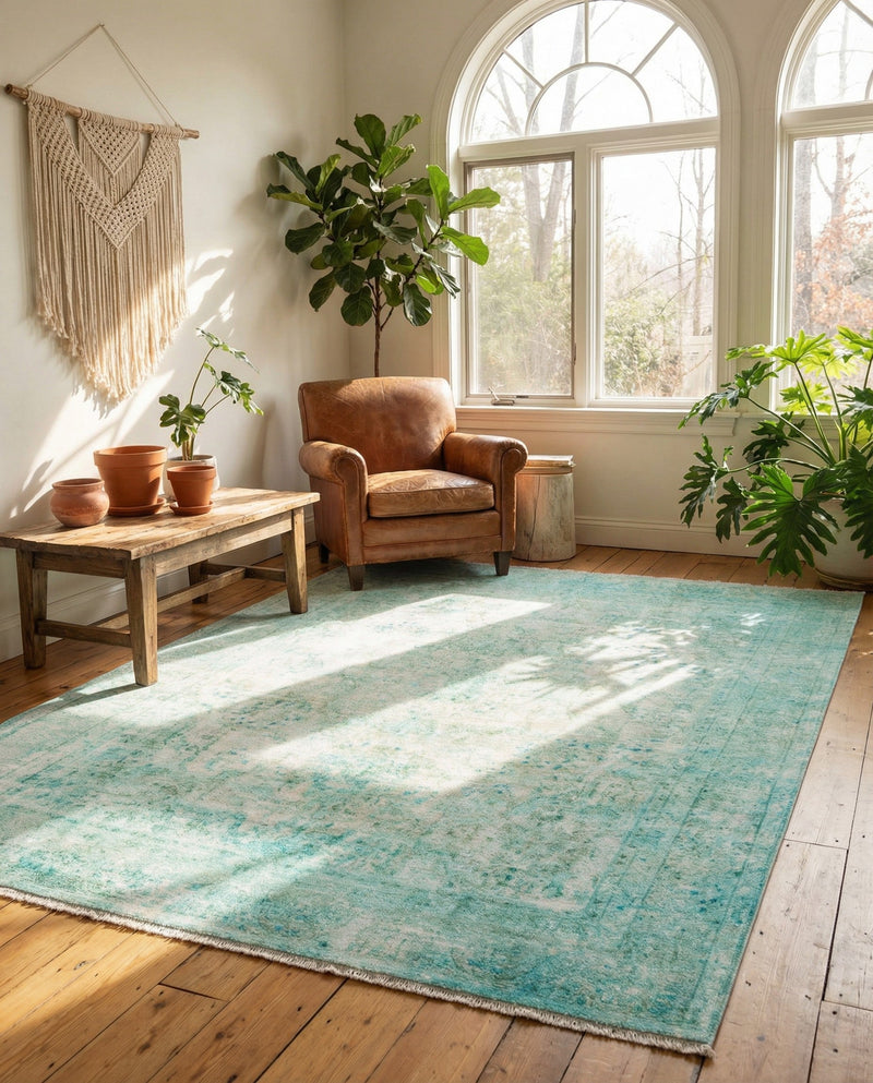 Bazaar Chic Collection Area Rug -  Taza Rectangle Turquoise  lifestyle 5