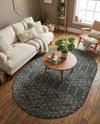 Marrakesh Lattice Collection Area Rug - Casablanca (Charcoal Gray) Oval Charcoal Gray  lifestyle 64