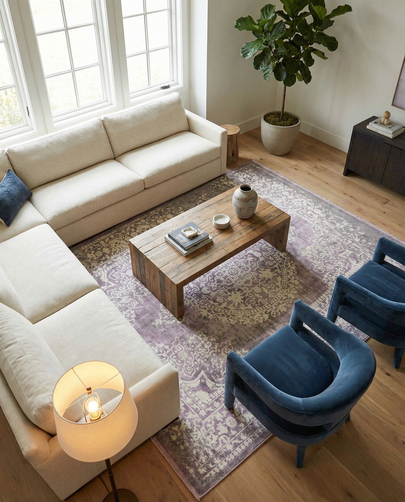 Rustic Charm Revival Collection Area Rug -  Meadowland Rectangle Purple  lifestyle 20