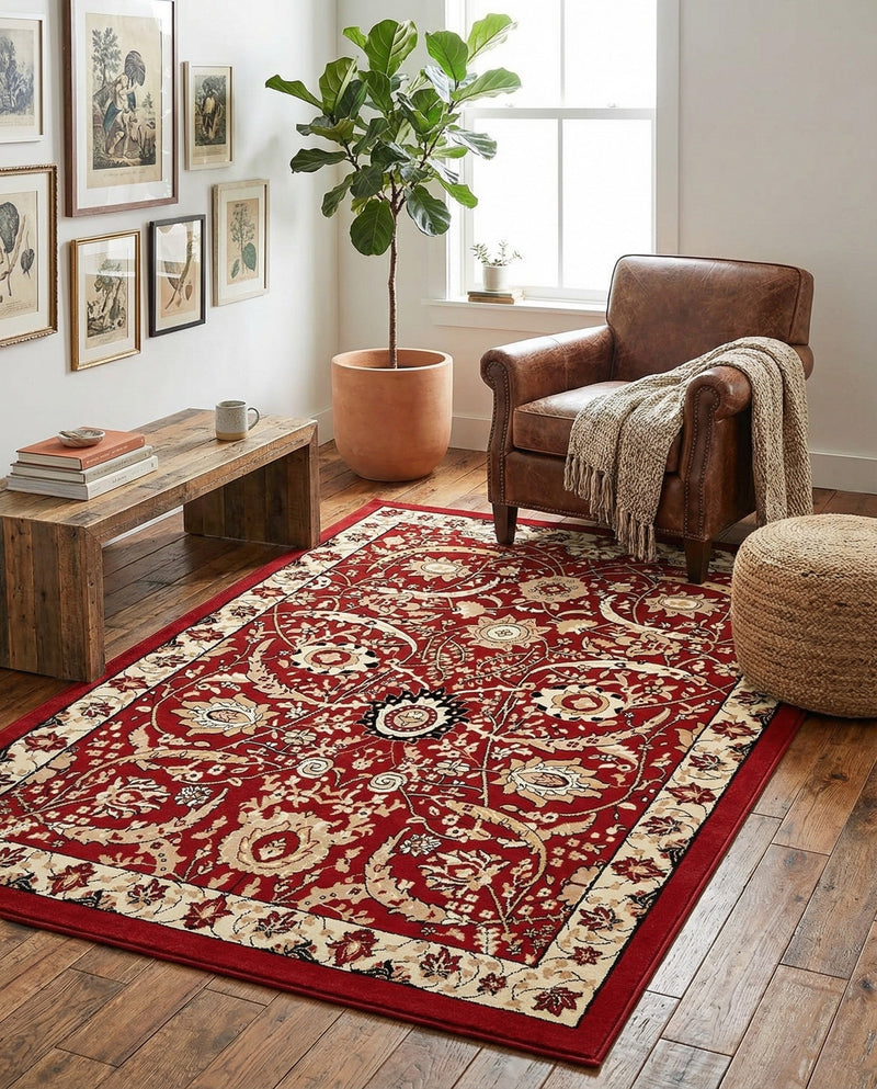 Tabriz Tapestry Collection Area Rug - Sahand (Red) Rectangle Red  lifestyle 12