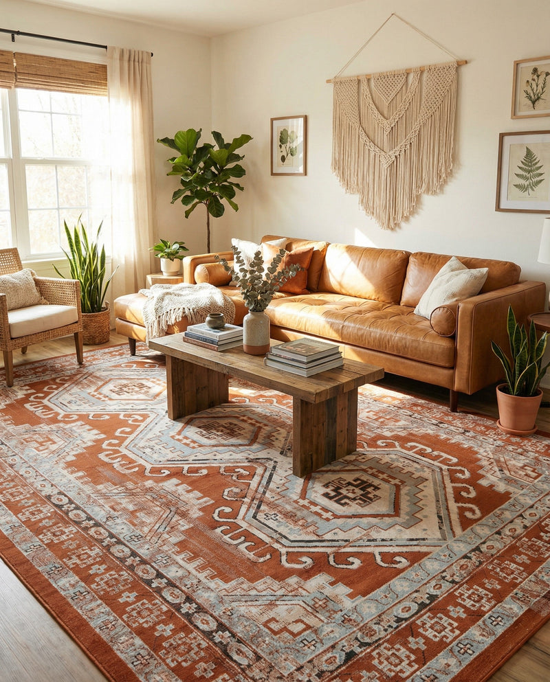 Savannah Elegance Collection Area Rug -  Tybee (Terracotta) Rectangle Terracotta  lifestyle 28