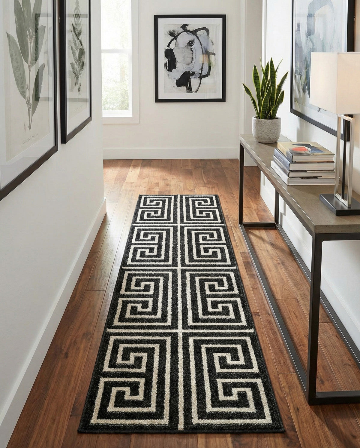 Aegean Labyrinth Collection Area Rug -  Mykonos Runner Black  lifestyle 74
