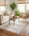 Thar Cotton Collection Area Rug - Jaisalmer (White) Rectangle White  lifestyle 12