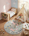 Wonder Tykes Collection Area Rug -  Hued Round Gray  lifestyle 21