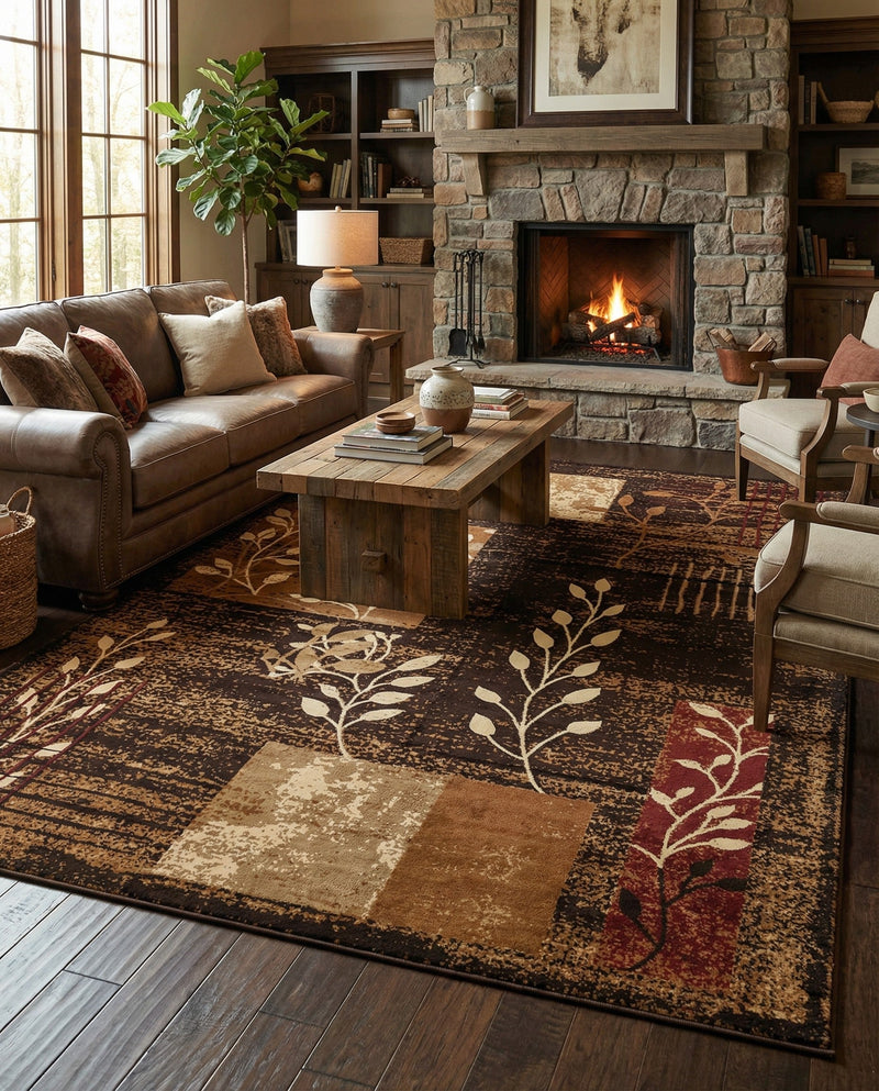 Bistro Lounge Collection Area Rug -  Affogato Rectangle Brown  lifestyle 20