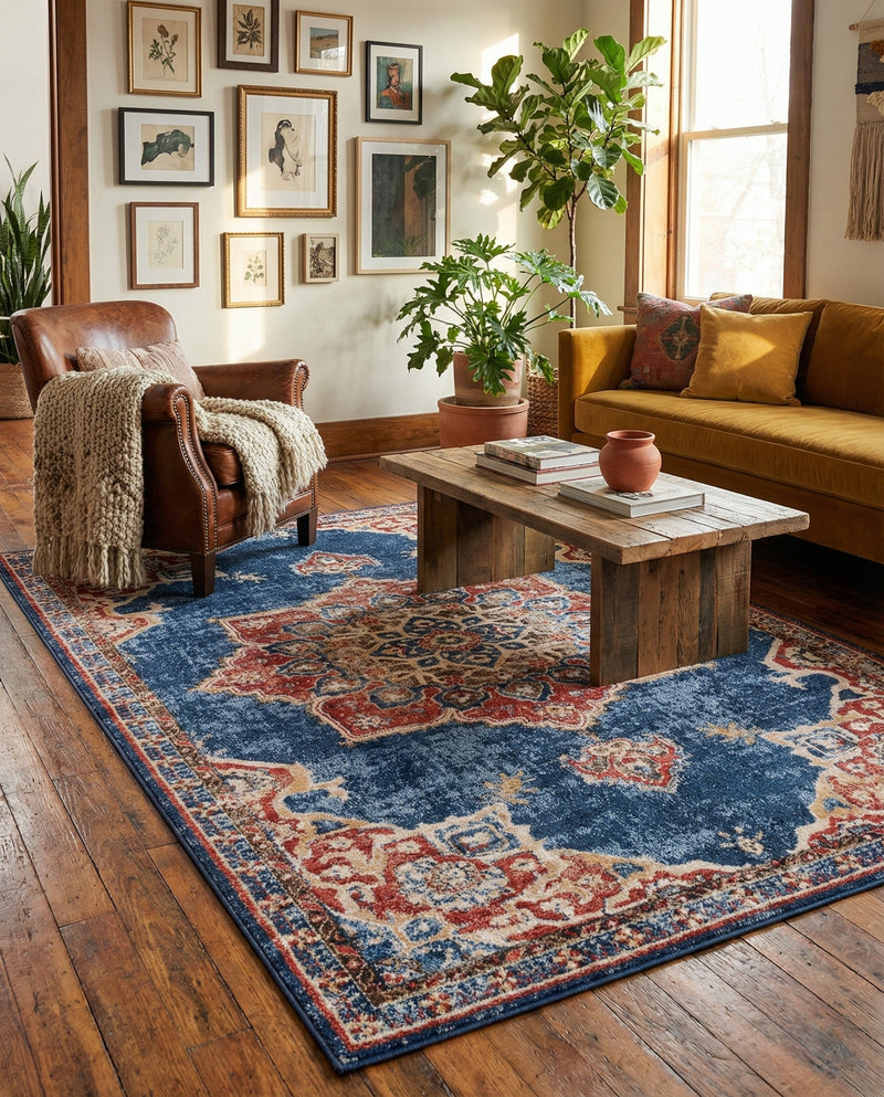 Eden Oasis Collection Area Rug -  Tranquility (Dark Blue) Rectangle Dark Blue  lifestyle 18