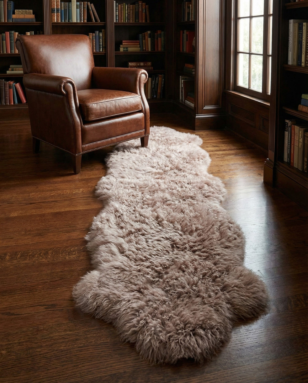 Arctic Lambskin Luxe Collection Area Rug - Tundra Runner Beige  lifestyle 114