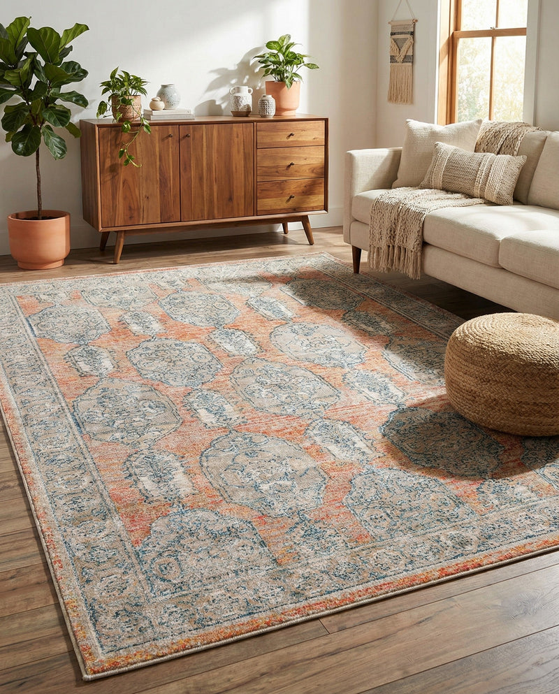 Seville Stripes Collection Area Rug -  Granada (Brick Red) Rectangle Brick Red  lifestyle 19