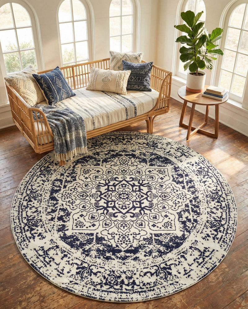 Georgetown Rugs Collection Area Rug - Dupont (Blue) Round Blue  lifestyle 38