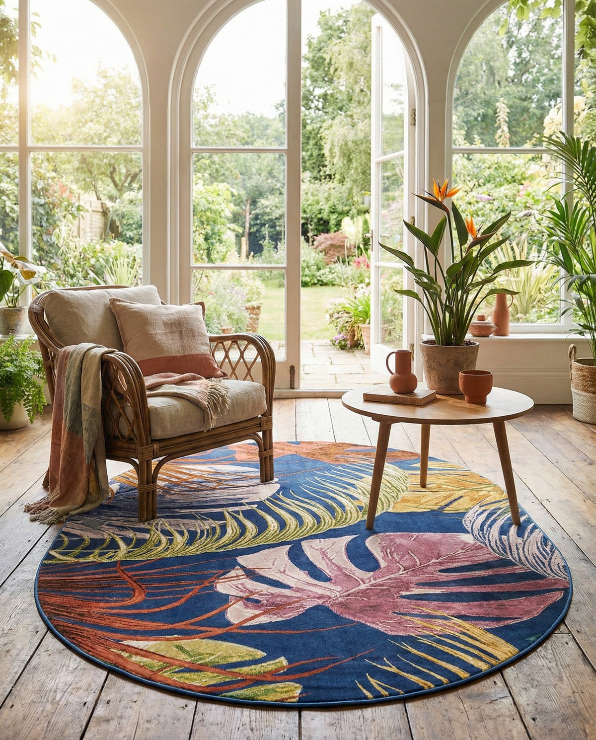 Meadow Breeze Collection Area Rug -  Clover Oval Multi  lifestyle 189
