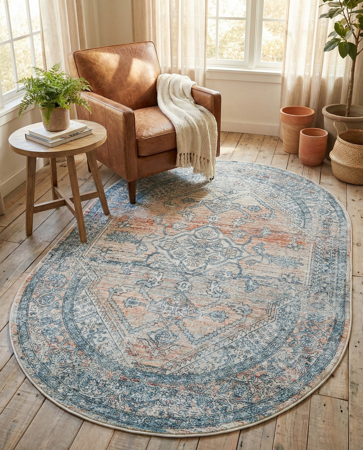 Coastal Haven Collection Area Rug -  Marina Oval Multi  lifestyle 75