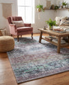 Baroque Era Collection Area Rug - Versailles (Blue Green) Rectangle Blue Green  lifestyle 23