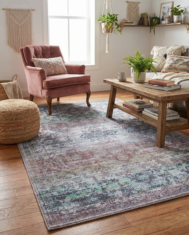 Baroque Era Collection Area Rug - Versailles (Blue Green) Rectangle Blue Green  lifestyle 23