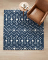 Berber Lattice Shag Collection Area Rug - Atlas (Navy Blue) Square Navy Blue  lifestyle 73