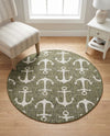Seaside Haven Rugs Collection Area Rug - Sapphire (Green) Round Green  lifestyle 79