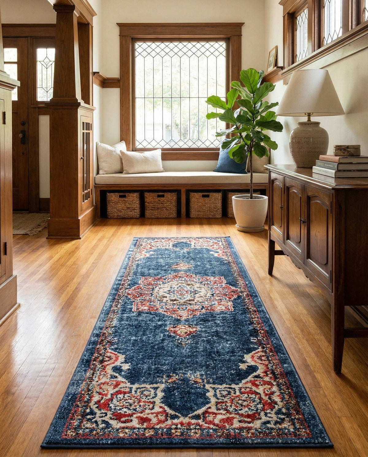 Eden Oasis Collection Area Rug -  Tranquility (Dark Blue) Runner Dark Blue  lifestyle 89