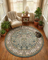 Persian Elegance Collection Area Rug -  Kerman (Blue) Round Blue  lifestyle 56