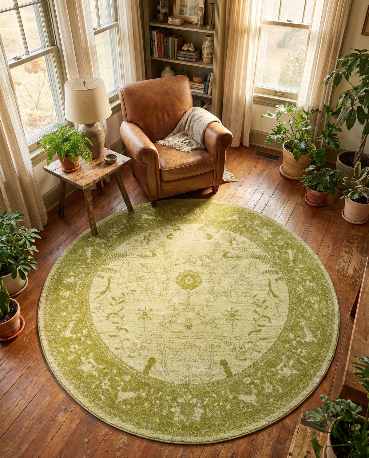 Horizon Collection Area Rug -  Apex (Light Green) Round Light Green  lifestyle 25