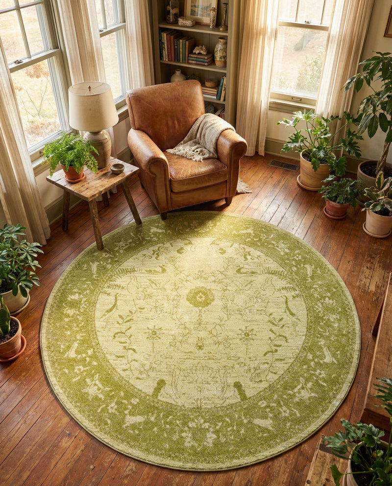 Horizon Collection Area Rug -  Apex (Light Green) Round Light Green  lifestyle 25