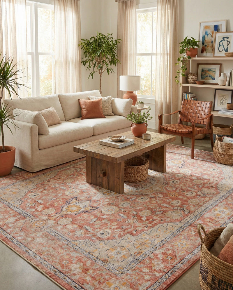 Seville Stripes Collection Area Rug - Cadiz (Brick Red) Rectangle Brick Red  lifestyle 14