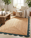 Serenity Braided Jute Collection Area Rug - Seaside Rectangle Natural and Green  lifestyle 28