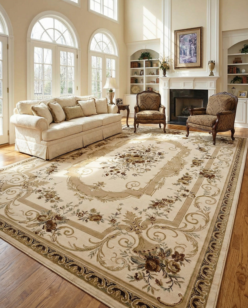 Versailles Elegance Collection Area Rug -  Louveciennes (Cream) Rectangle Cream  lifestyle 22