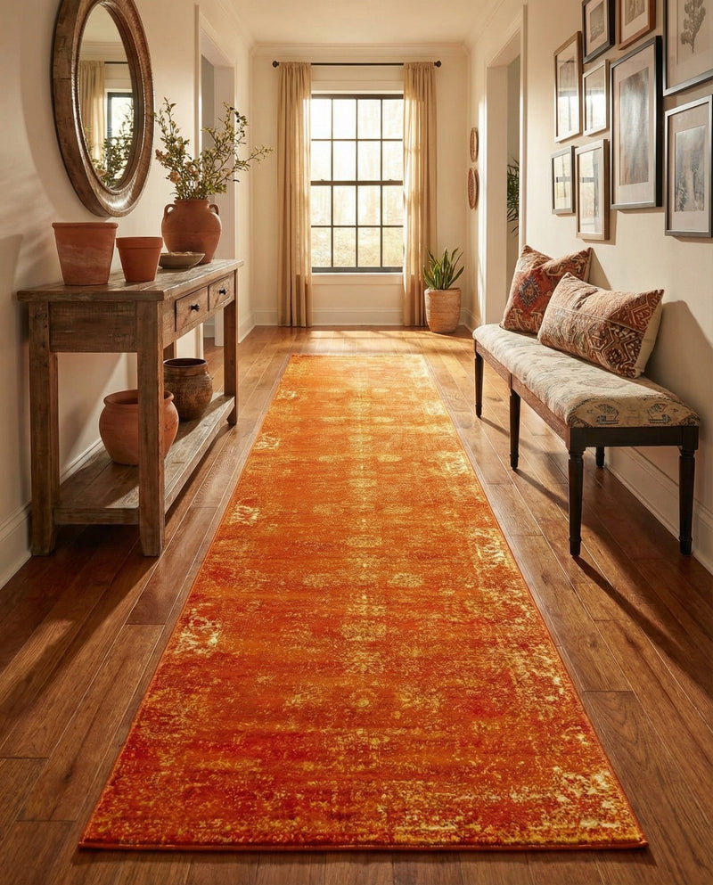 Riviera Elegance Collection Area Rug - Antibes (Orange) Runner Orange  lifestyle 43