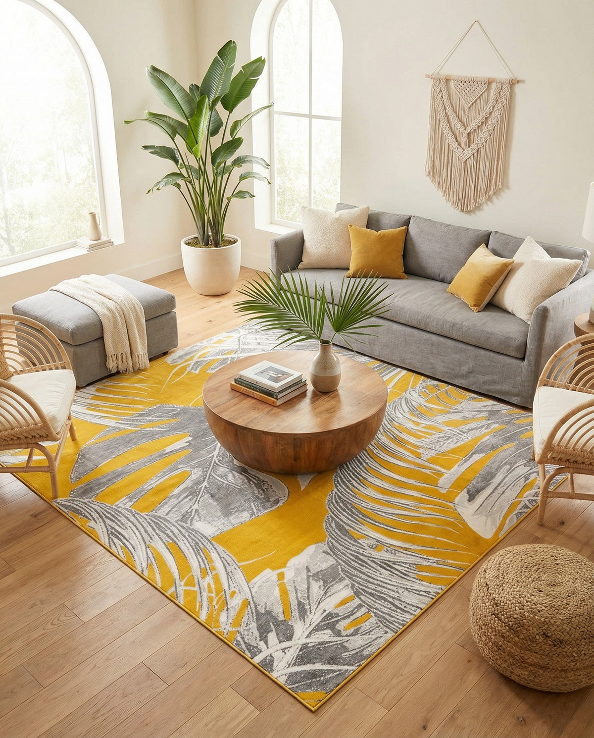 Meadow Breeze Collection Area Rug -  Clover Square Yellow  lifestyle 150