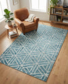 Garden Maze Retreat Collection Area Rug -  Topiarytrail Rectangle Blue  lifestyle 46