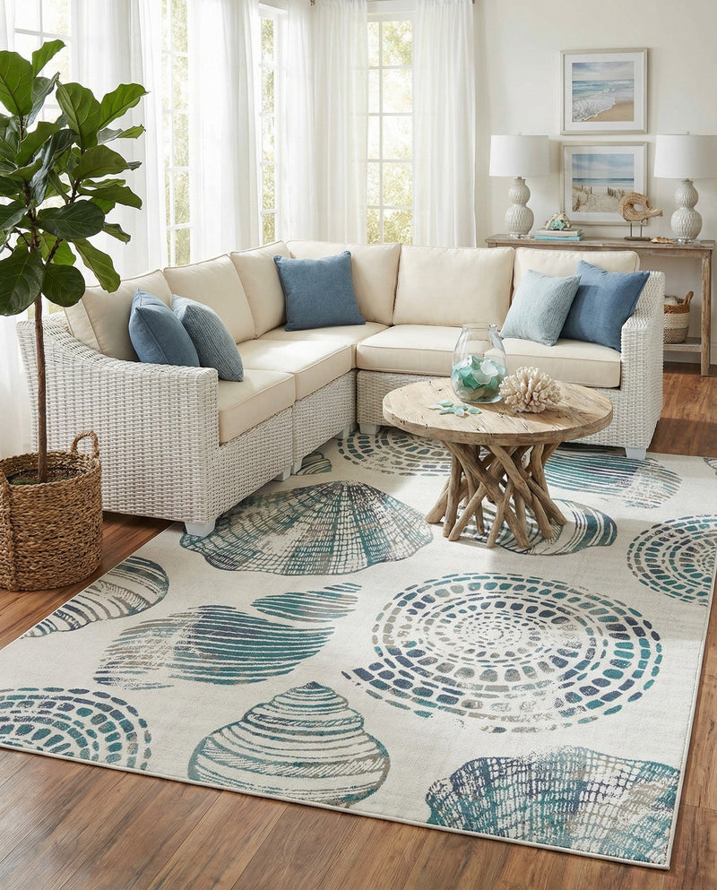 Seaside Haven Rugs Collection Area Rug -  Saltwater Rectangle Ivory  lifestyle 10