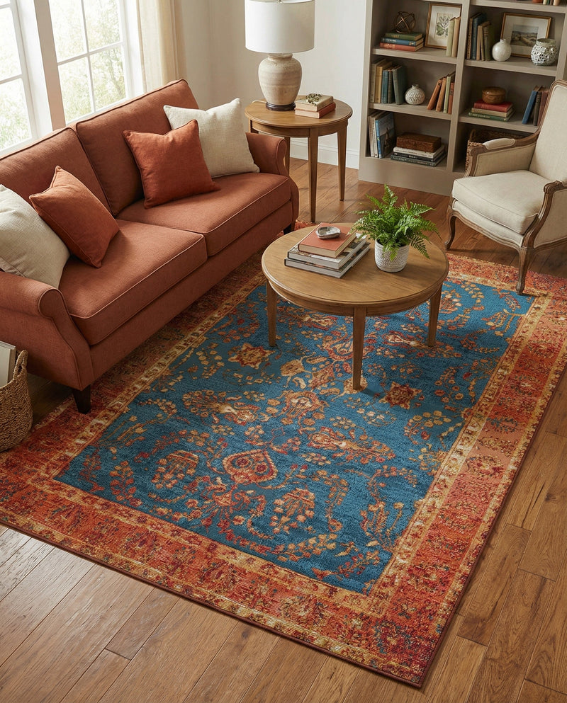 Patio Heritage Collection Area Rug -  Pavilion Rectangle Navy Blue  lifestyle 10
