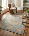 Savannah Threads Collection Area Rug -  Gobi Rectangle Blue and Peach  lifestyle 19