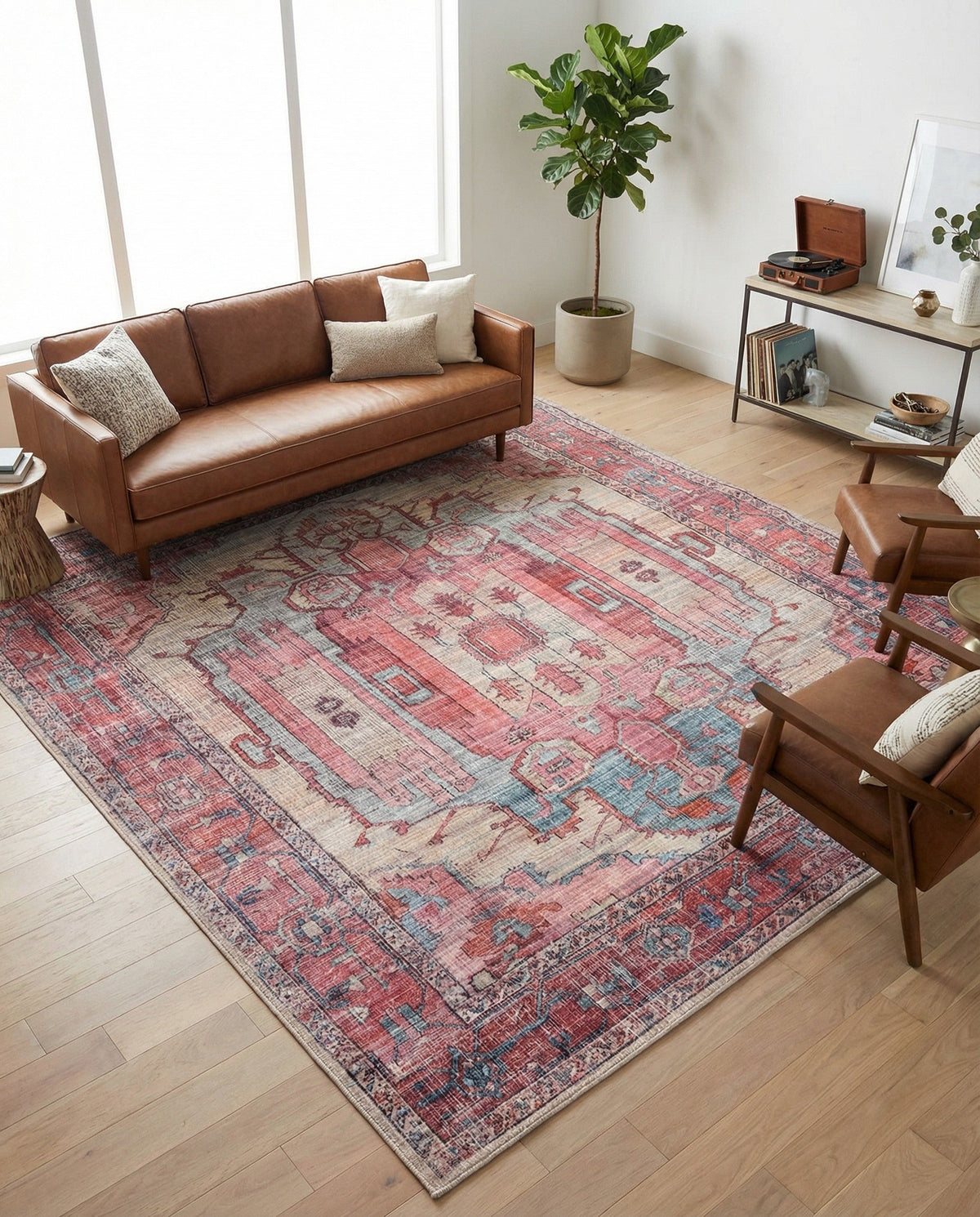 Zahara Oasis Collection Area Rug - Sahara Square Beige  lifestyle 163
