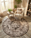 Riviera Elegance Collection Area Rug -  Menton (Light Brown) Round Light Brown  lifestyle 188