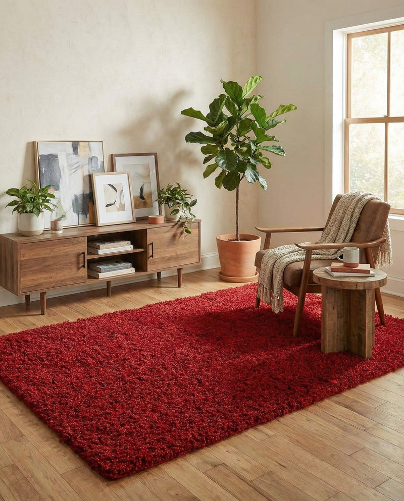 Plush Oasis Collection Area Rug - Serenity (Cherry Red) Rectangle Cherry Red  lifestyle 19