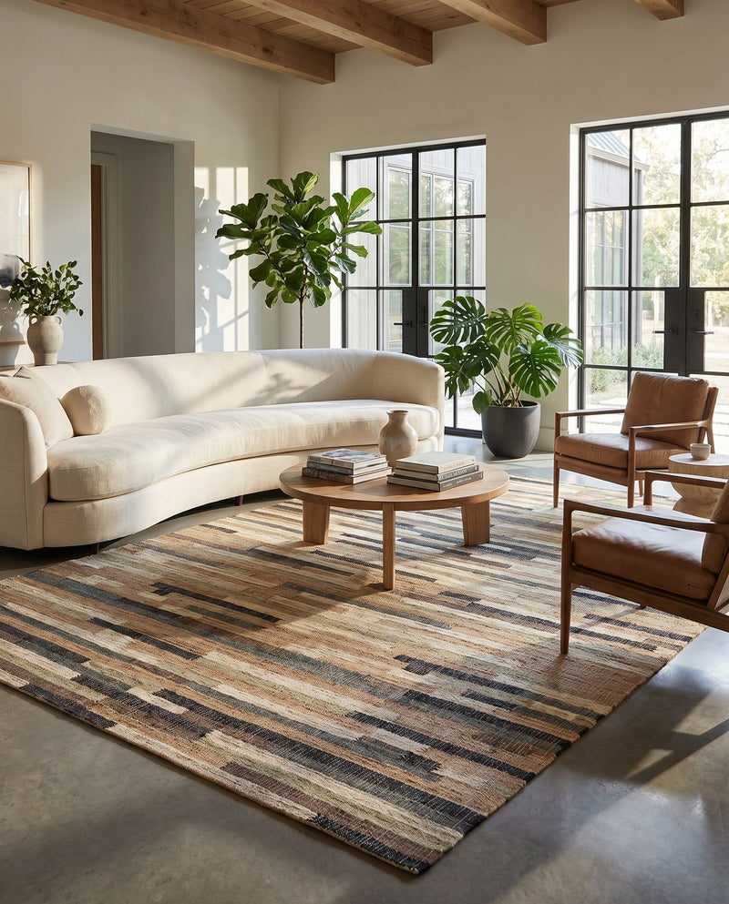 Benares Handwoven Jute Collection Area Rug -  Varanasi Rectangle Beige  lifestyle 13