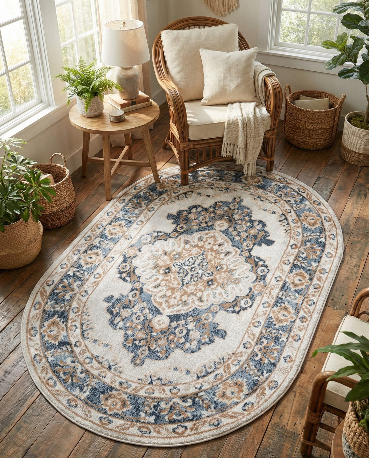 Cambridge Classics Collection Area Rug -  Magdalene (Cream) Oval Cream  lifestyle 36