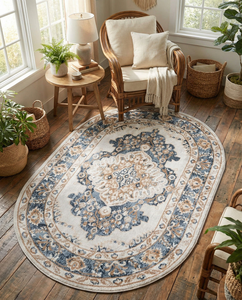 Cambridge Classics Collection Area Rug -  Magdalene (Cream) Oval Cream  lifestyle 36