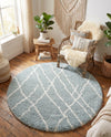 Cozy Haven Shag Collection Area Rug - Serenity (Sage Green) Round Sage Green  lifestyle 65