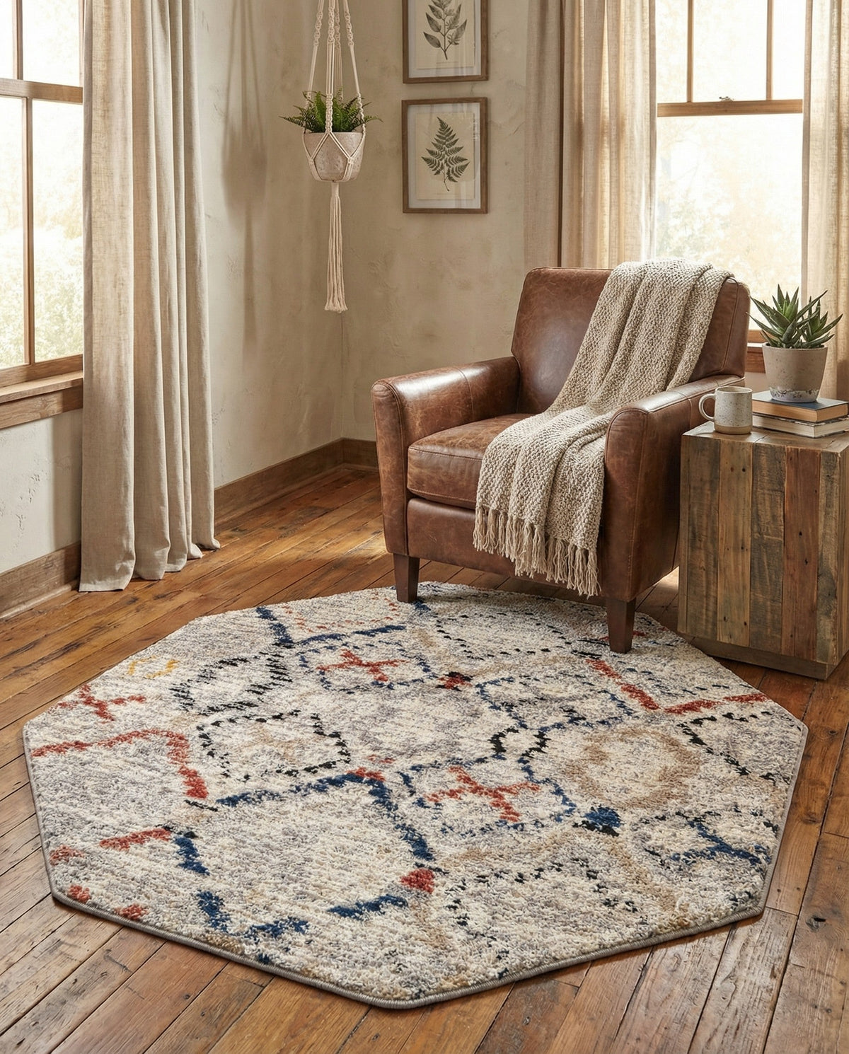 Santa Fe Trails Collection Area Rug - Canyon Octagon Multi  lifestyle 109