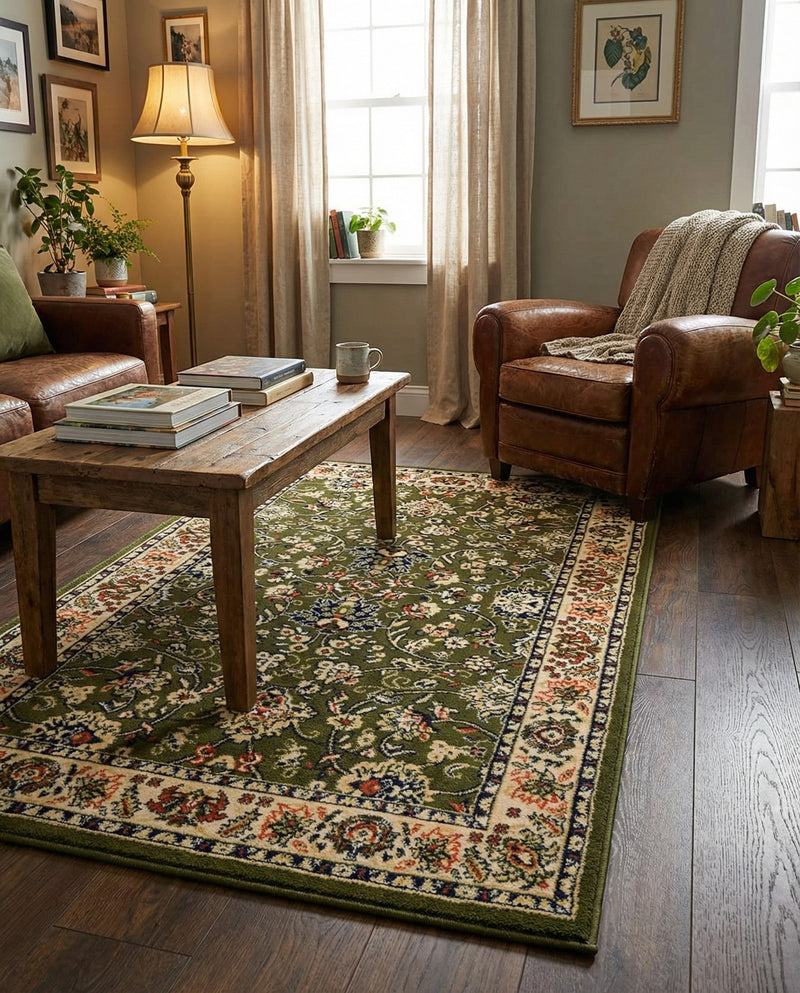 Isfahan Elegance Collection Area Rug - Naghsh-e Jahan (Green) Rectangle Green  lifestyle 53