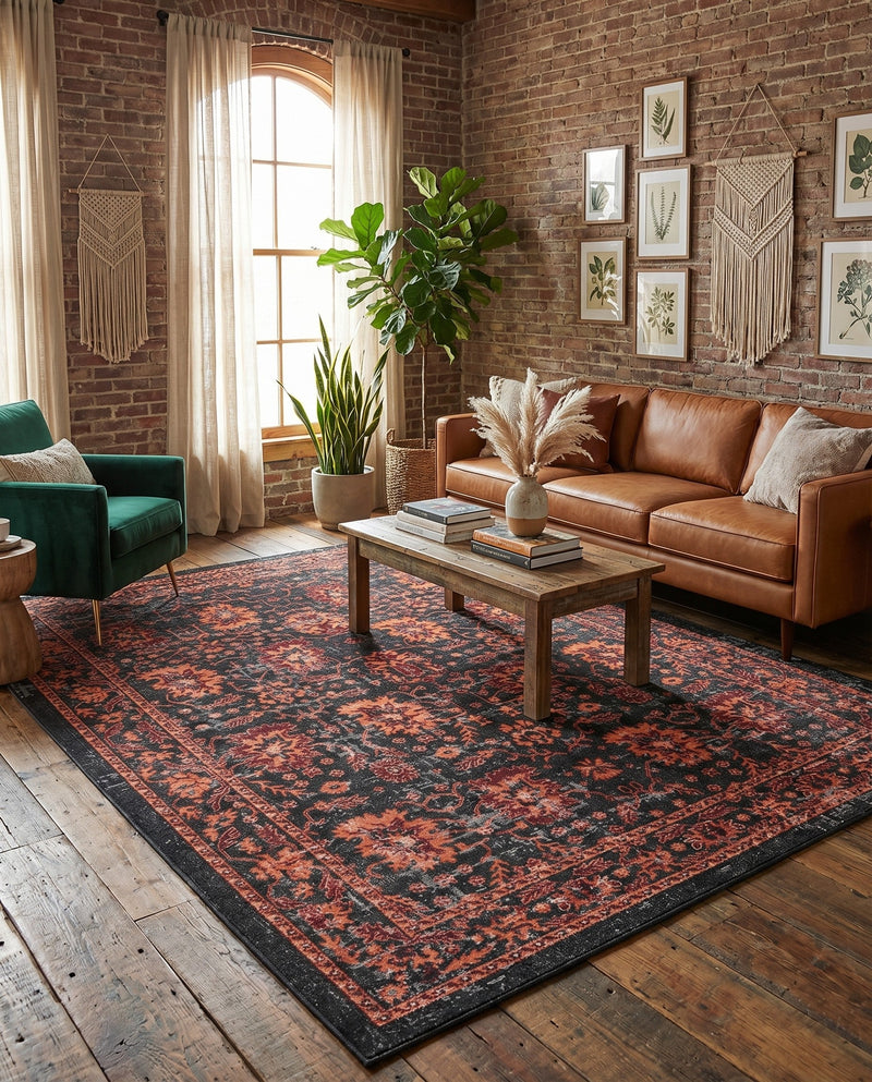 Geneva Terrace Collection Area Rug -  Lausanne Rectangle Black  lifestyle 52