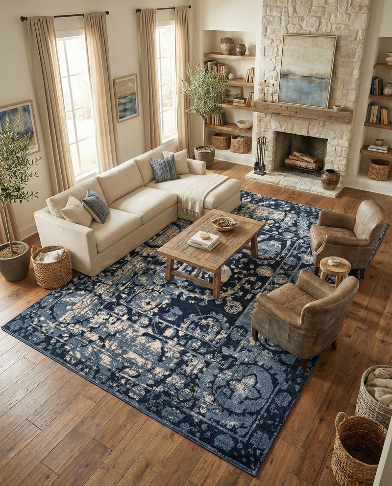 Horizon Collection Area Rug -  Zenith Rectangle Blue  lifestyle 53