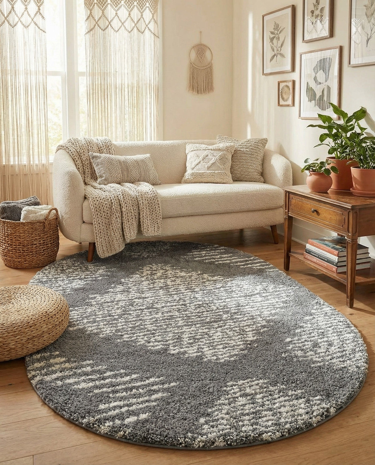 Tranquil Tides Shag Collection Area Rug -  Azure Oval Gray  lifestyle 172